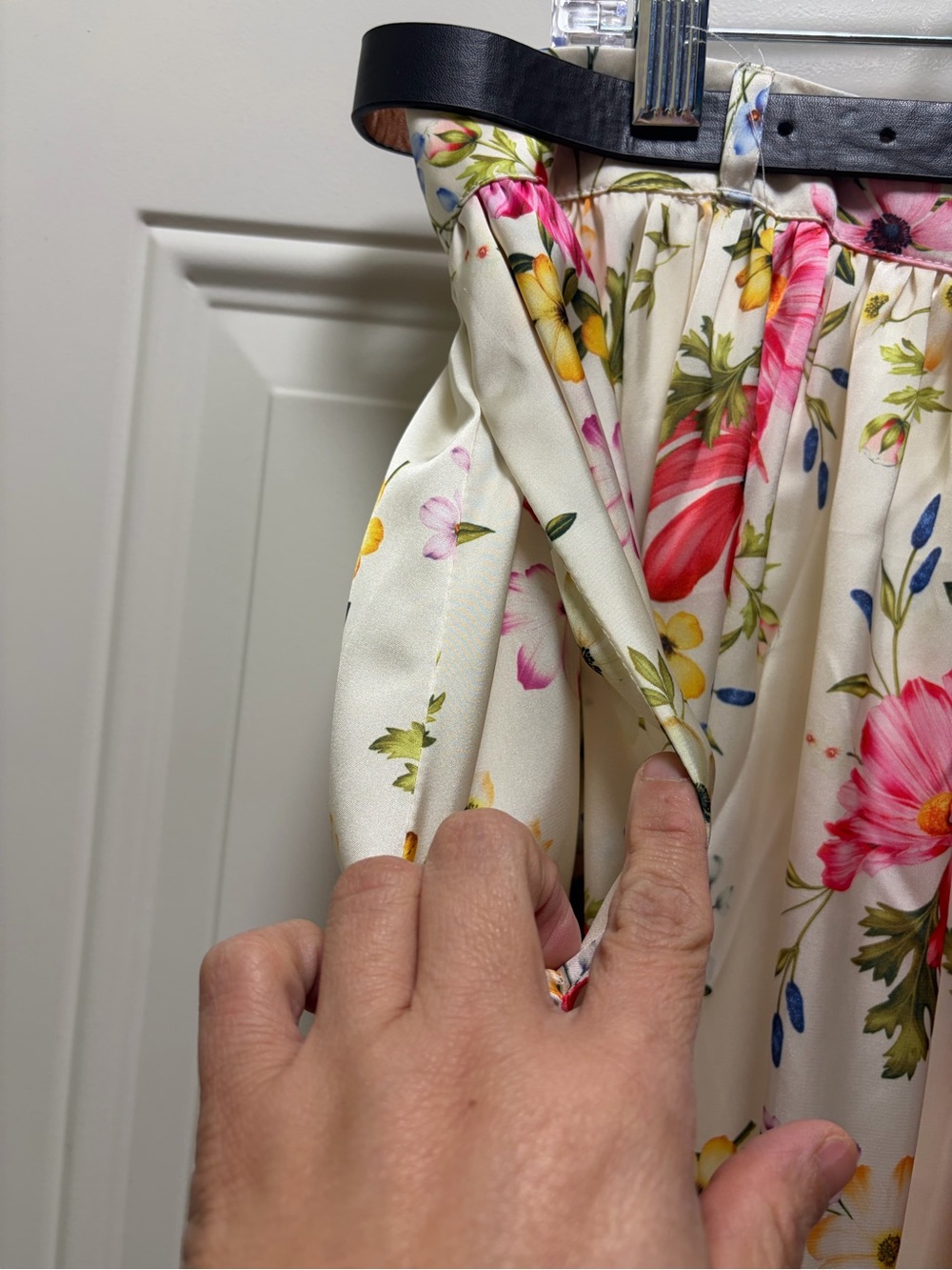 Avec Les Filles Ivory Floral Maxi skirt XL belted NWT - Picture 8 of 11